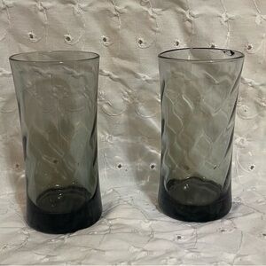 Vintage Gray Optic Swirl Design Glasses-set of 2